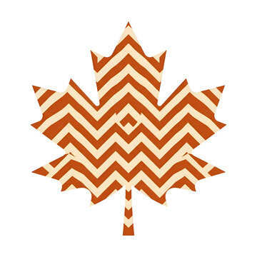 Graphic Maple Leaf Silhouette with Orange Chevron Pattern on Black