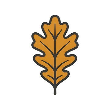 Autumn oak leaf icon with orange fill on black background