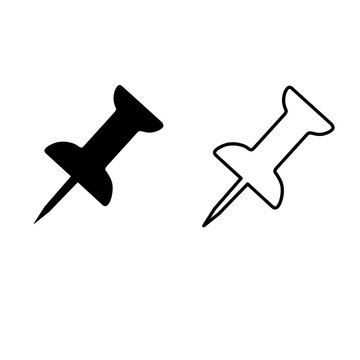 Push pin icons in solid and outline styles for marking locations