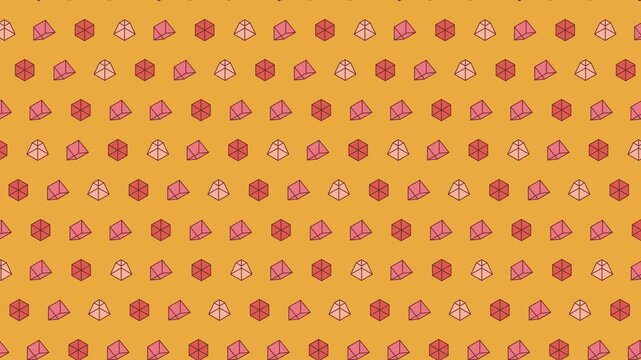 Seamless geometric pattern loop in yellow, orange, pink - creative animated 4K motion background for video editing, social media and presentation