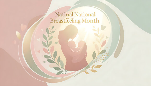 Mother and child celebrating National Breastfeeding Month. Family bonding and nurturing moments during a special health awareness event.