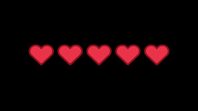Ranking heart icon red (5) with alpha channel.