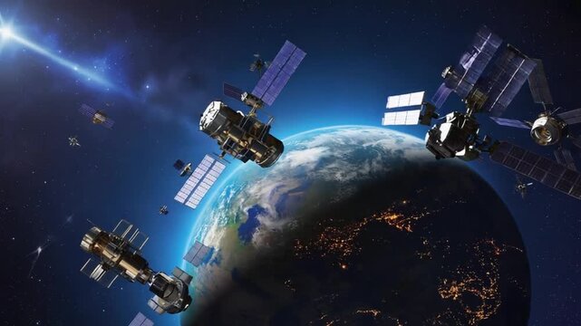 Satellites around the Earth.