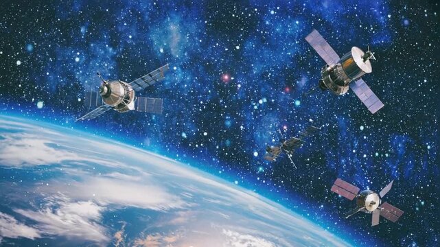 Satellites around the Earth.