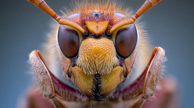 Extreme Close-up Insect Head with Compound Eyes