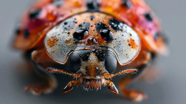 Macro Close-Up of Insect Head with Water Droplets