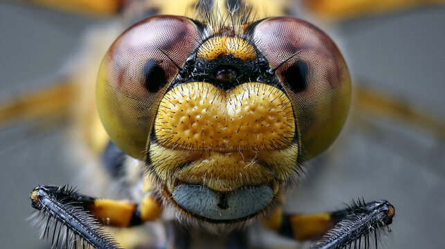 Dragonfly Head Close-Up Macro Photography Detailed View