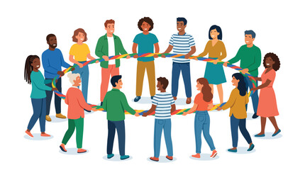 Obraz premium Diverse Friends Together forming a circle in this diverse friends group illustration for community concept