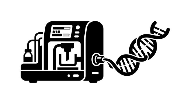 DNA sequencer machine icon, genetic lab equipment vector illustration