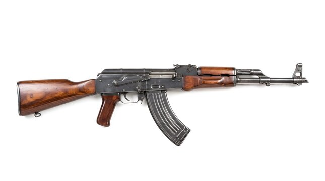 Classic ak47 assault rifle isolated on white background