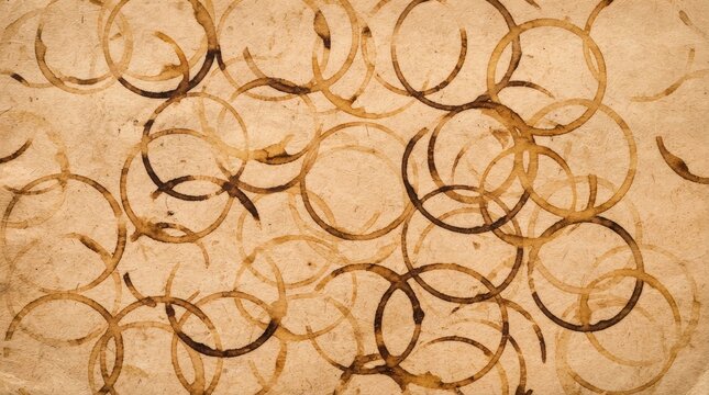 Abstract brown coffee cup ring stains texture background