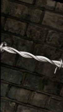 Rotating Barbed Wire Loop on Black Background &ndash; Realistic 3D Animation