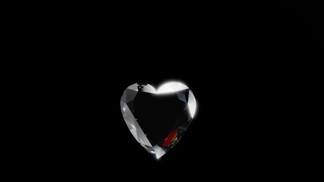 Rotating Diamond on Black Background with Sparkling Reflections, Seamless 4K Loop