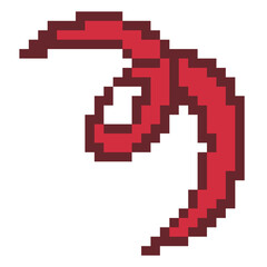 Fototapeta premium Red apple peel ribbon swirl fruit pixel art handdrawn