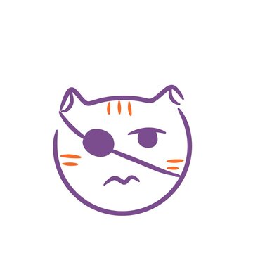 Cute Pirate Cat Face with Eye Patch Vector Illustration Isolated on White Background