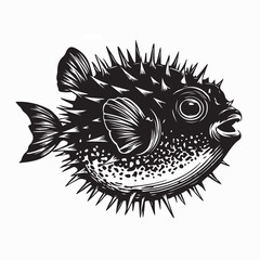 Funny Puffer Fish Ocean Wildlife Logo Vector Isolated Illustration © Edo