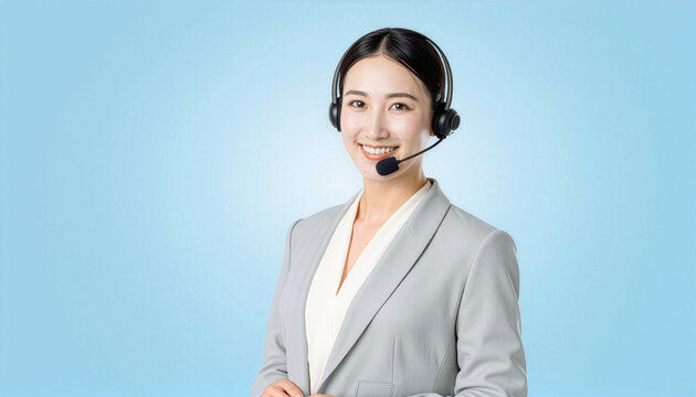 安心感のある笑顔で対応する20代前半の日本人カスタマーサポートスタッフ
Young Japanese customer support representative with a warm welcoming smile