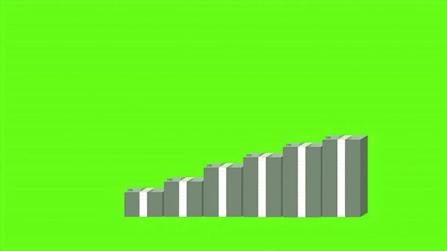 Money Bar Graph Animation on Green Screen