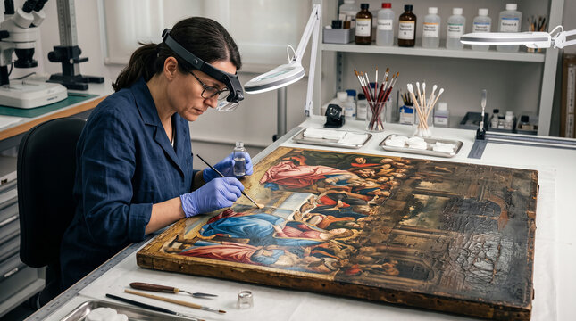 Art Conservator Restores Religious Painting