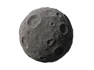 Fototapeta premium Cratered rocky moon or asteroid isolated on white background