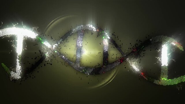 The DNA chain rotates in a helix.This video make a perfect concept for human DNA, microbiology, RNA protein, pharmaceutical health, genetics, stem cell research, healthcare, or the human genome.
