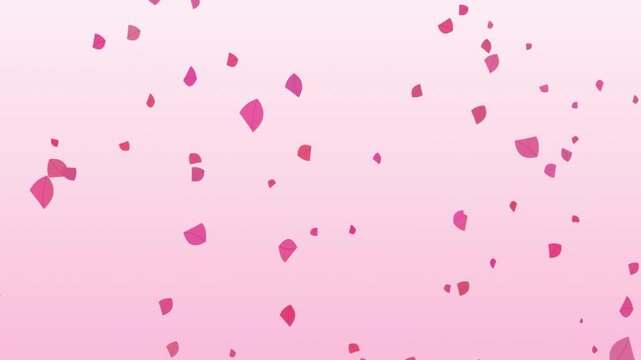 Pink gradient background. Scattered petal shapes drift downwards. Soft, delicate aesthetic. Minimalist design, romantic feel.