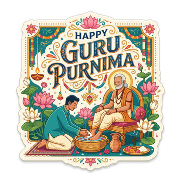 Happy Guru Purnima Celebration: Teacher Worship, Respect, Gratitude, Lotus Flowers