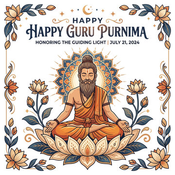 Guru Purnima Meditation: Sage Serenity, Lotus Bloom, Spiritual Enlightenment