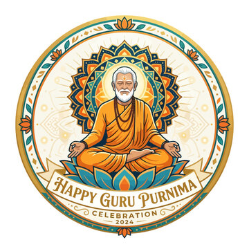 Guru Purnima Celebration Meditation - Spiritual Man in Lotus Pose