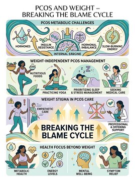 Infographic about pcos management and breaking the weight blame cycle