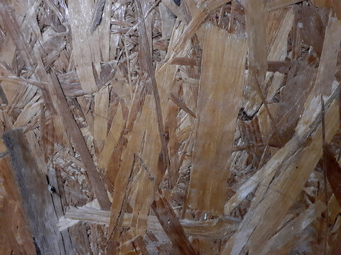 Oriented Strand Board Wood Texture Close-Up Background For Construction And Design.
