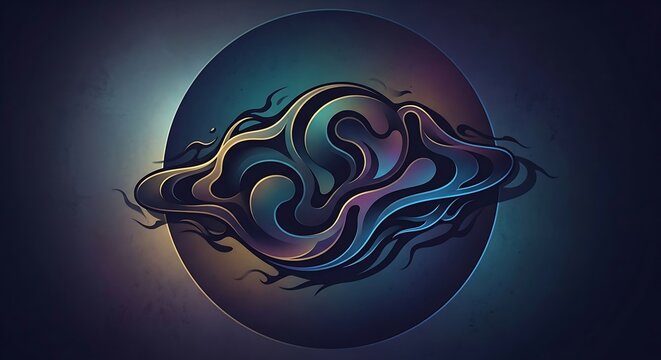 Fluid swirling clouds in dark space with iridescent gradients