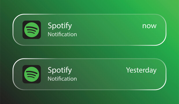 Spotify Notification Interface in Liquid Glass Style, Editorial Use Only