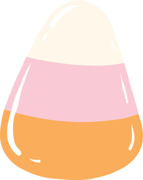 Cute pastel pink yellow and white candy corn sweet treat for Halloween and autumn party decor hand drawn illustration vector asset