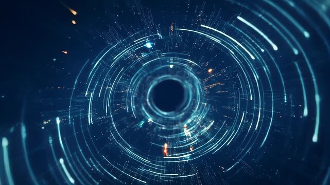 Futuristic digital vortex with glowing circular patterns