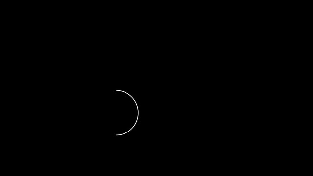 minimal white circular loading animation on black background with rotating progress ring.