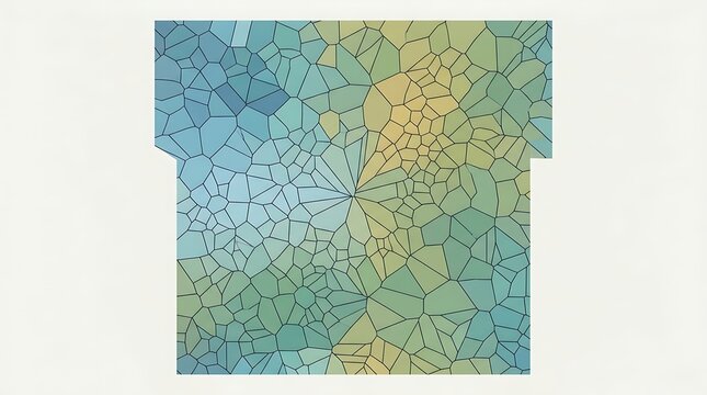 Abstract voronoi geometric pattern with blue and green shades