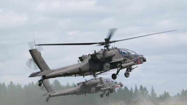 AH-64 Apache Attack Helicopter Formation Flight