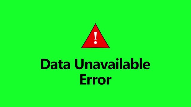   Data Unavailable Error Message  animation in 4K animation with alpha channel with Red Warning Icon on transparent background date error animation 