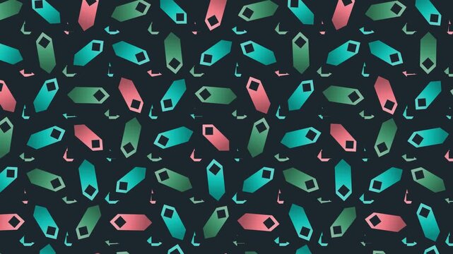 Seamless abstract pattern loop in black, green, pink - stylish animated 4K motion background for video editing, social media and presentation