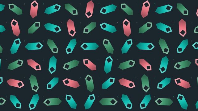 Seamless abstract pattern loop in black, green, pink - decorative animated 4K motion background for video editing, social media and presentation