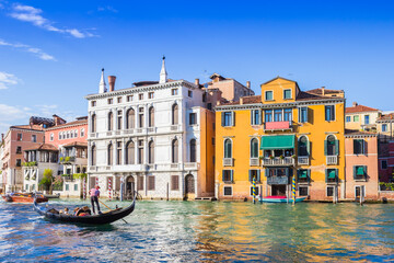 Gondola in front of palaces at the Grand Canal in Venice, Italy © venemama