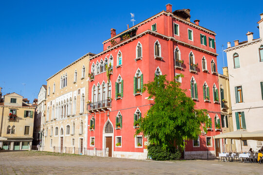 Colorful Duodo palace at the Sant Angelo square in Venice, Italy