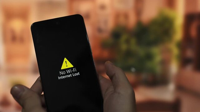 smartphone screen displaying internet lost no wi-fi signal detected