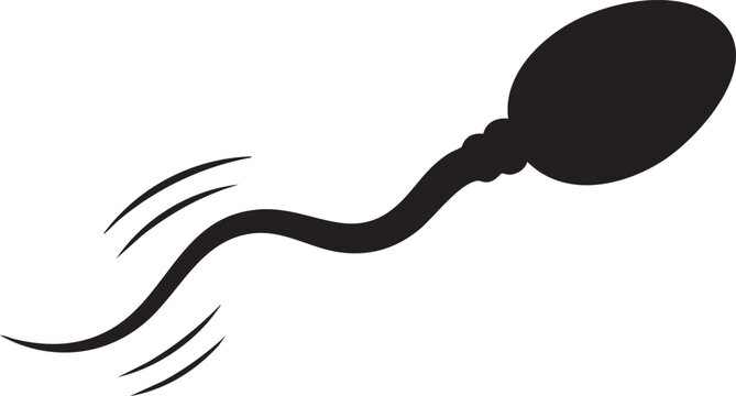 Swimming Sperm Cell Motion Black Vector Reproductive Biology Icon