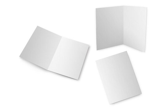 A5 Bifold Brochure Blank Mockup isolated on white background. 3d rendering,
