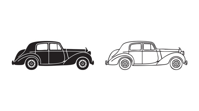 black sedan silhouette with line art vector design black silhouette with line art vector black silhouette with line art vector design