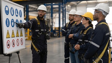 Fototapeta premium Industrial Workplace Safety Training with Personal Protective Equipment