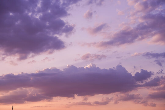 Pink Dramatic Sunset Sky Background with Copy Space Area.