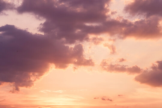 Pink Dramatic Sunset Sky Background with Copy Space Area.